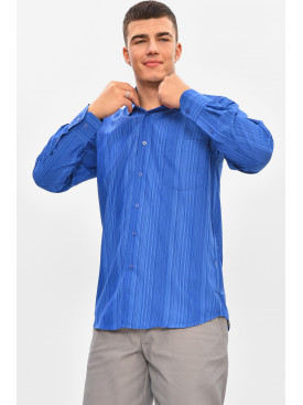 Рубашка мужская однотонная синего цвета BTT558 209469C