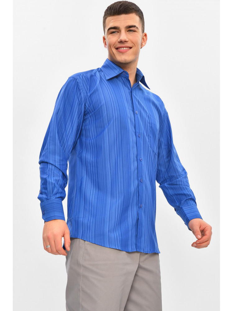 Рубашка мужская однотонная синего цвета BTT558 209469C