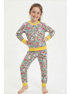 Пижама детская на флисе серого цвета 025 209475C Пижама детская на флисе серого цвета 025 209475C