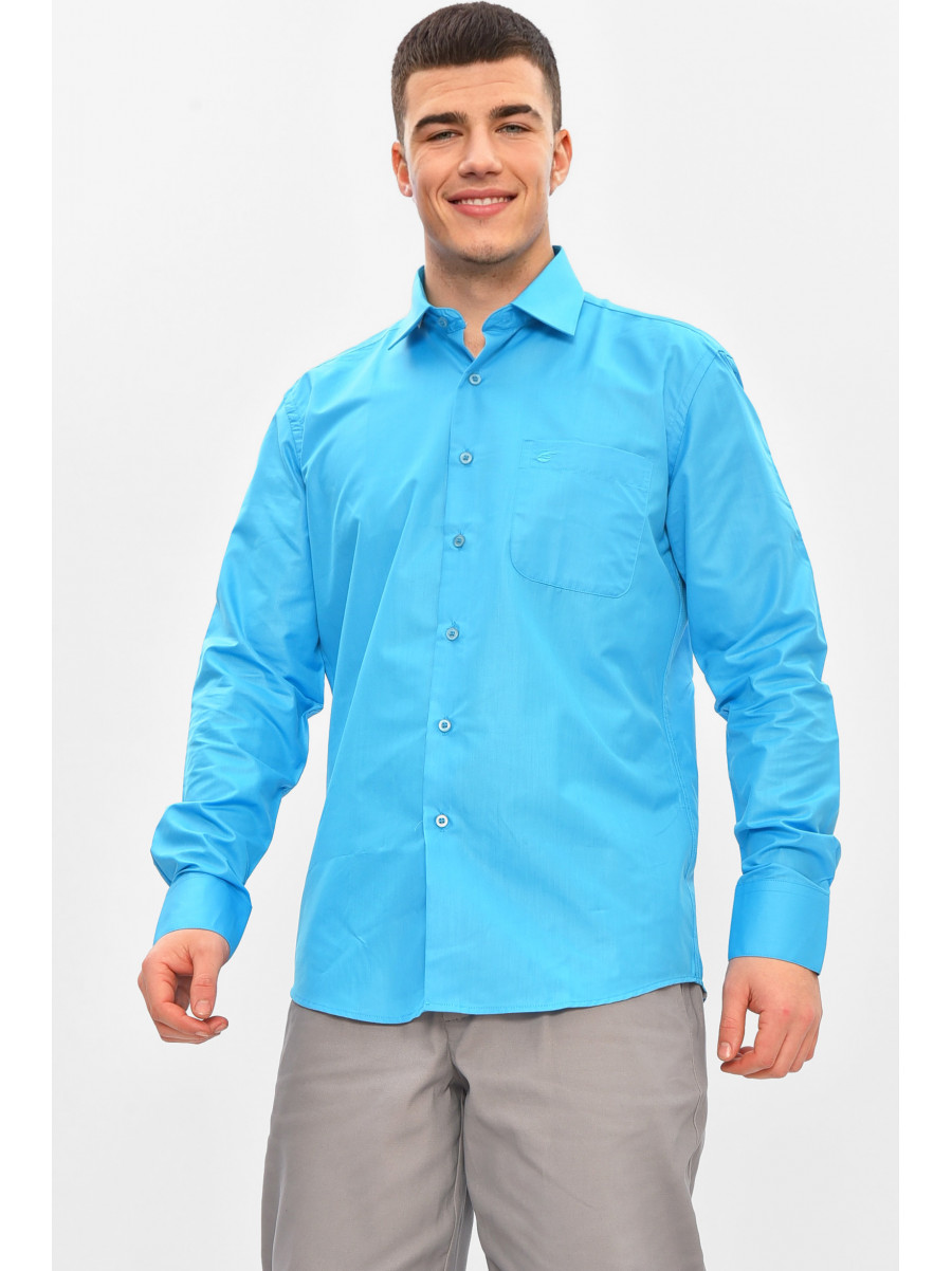 Рубашка мужская однотонная синего цвета L0609 209479C