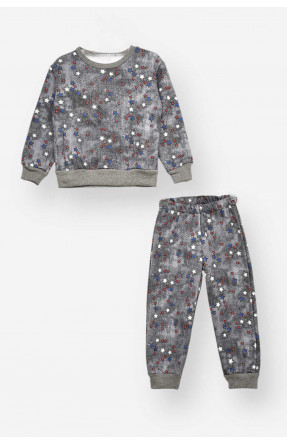 Пижама детская на флисе темно-серого цвета 025 209501C
