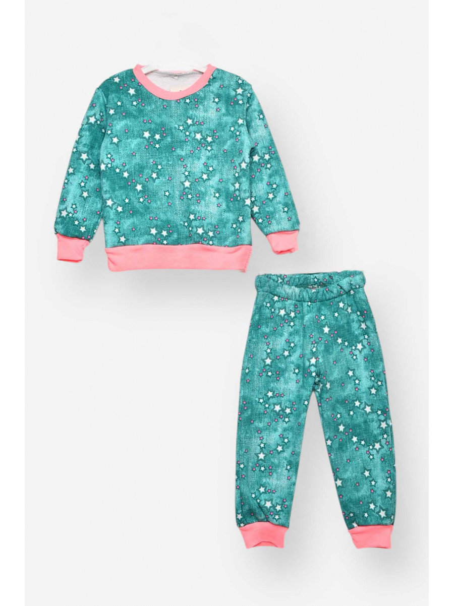 Пижама детская на флисе зеленого цвета 025 209505C