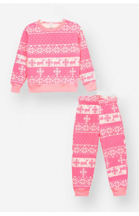Пижама детская на флисе розового цвета 025 209506C