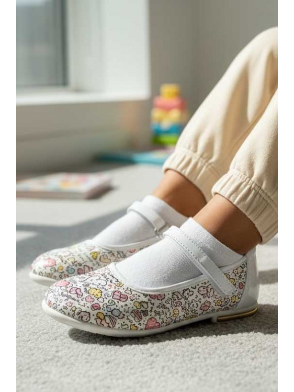 Балетки детские для девочки белого цвета 127-1 209559C