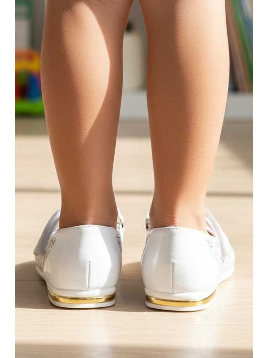 Балетки детские для девочки белого цвета 127-1 209559C