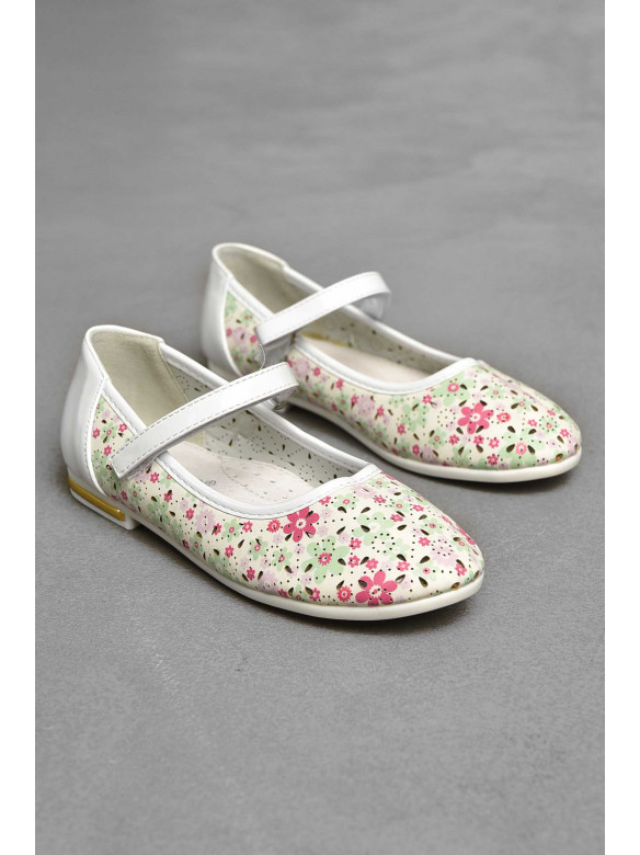 Балетки дитячі для дівчинки білого кольору 128-1 209561C
