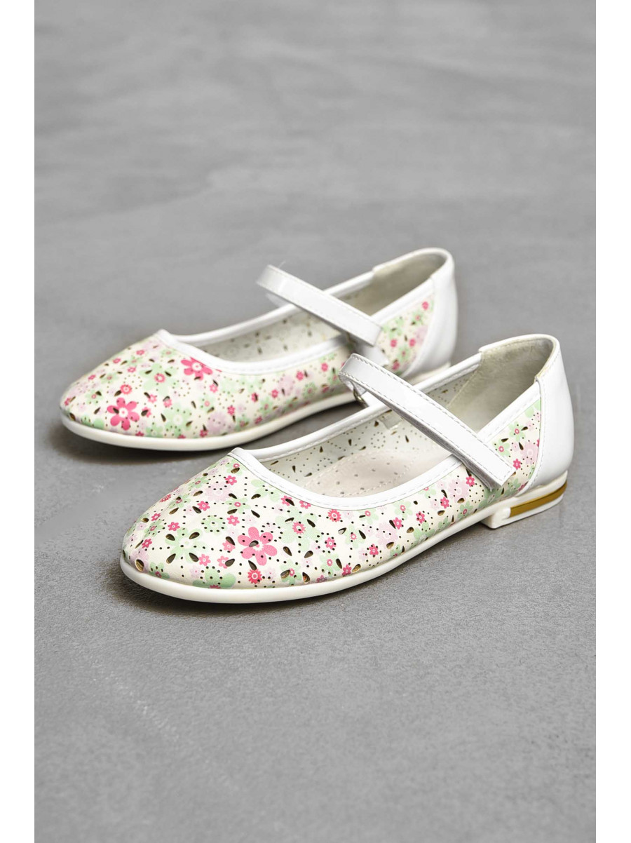 Балетки дитячі для дівчинки білого кольору 128-1 209561C