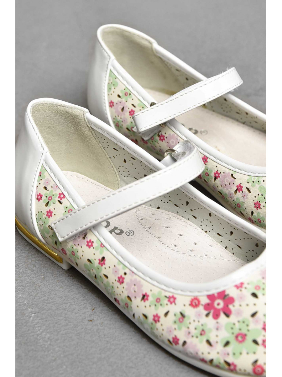 Балетки дитячі для дівчинки білого кольору 128-1 209561C