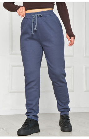 Штани жіночі однотонні на флісі синього кольору А4075-2 209568C