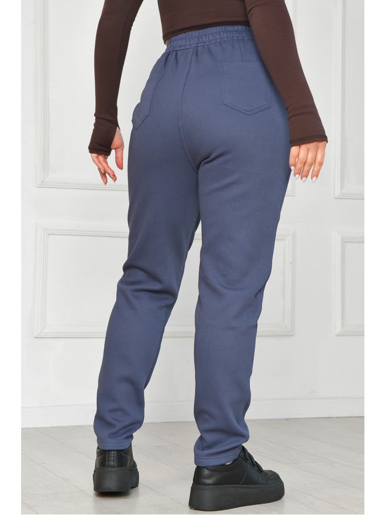 Штани жіночі однотонні на флісі синього кольору А4075-2 209568C