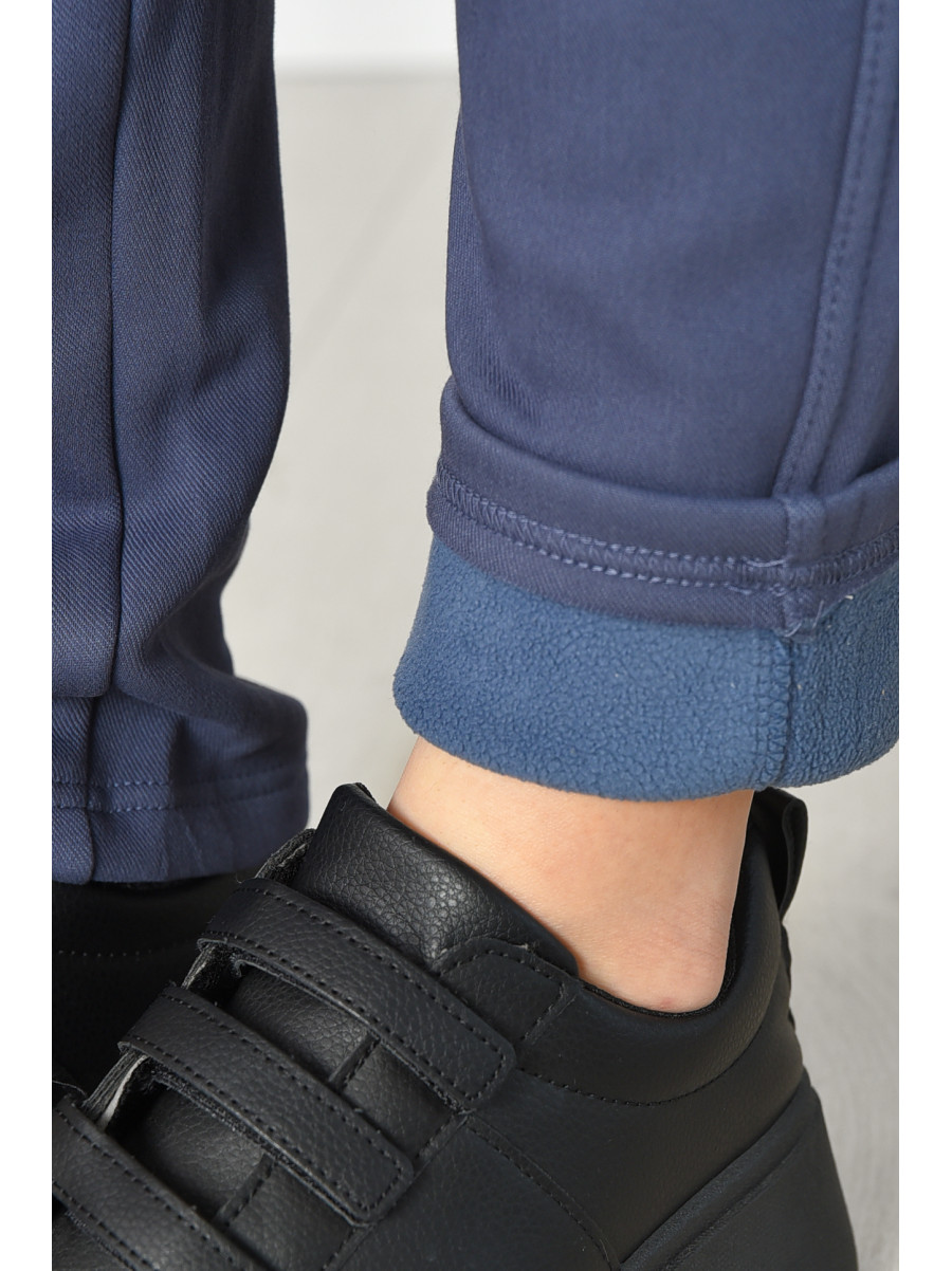 Штани жіночі однотонні на флісі синього кольору А4075-2 209568C