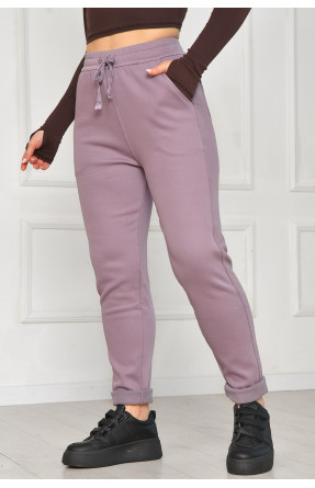 Штани жіночі однотонні на флісі бузкового кольору А4075-2 209571C