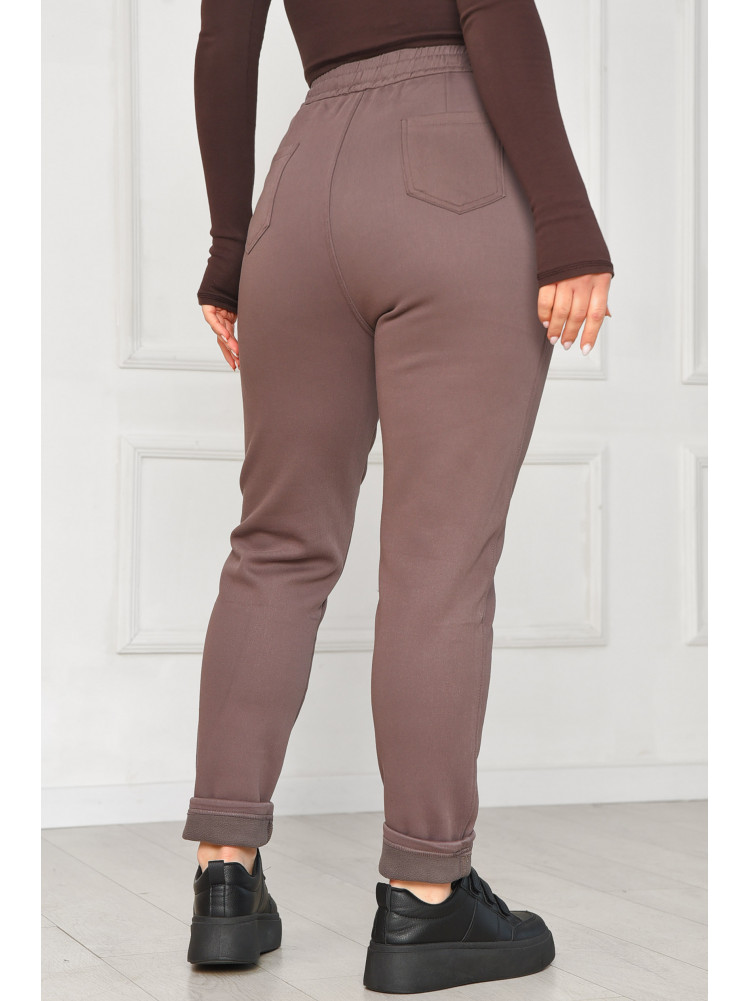 Штани жіночі однотонні на флісі темно-бузкового кольору А4075-2 209572C