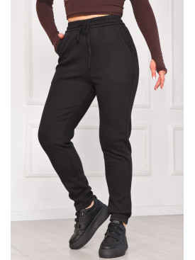 Штани жіночі однотонні на флісі чорного кольору А4075-2 209573C