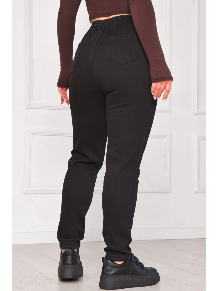 Штани жіночі однотонні на флісі чорного кольору А4075-2 209573C