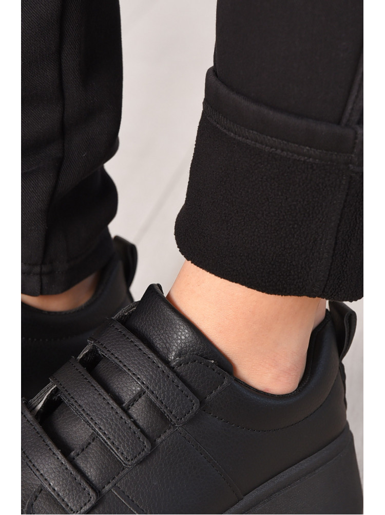 Штани жіночі однотонні на флісі чорного кольору А4075-2 209573C