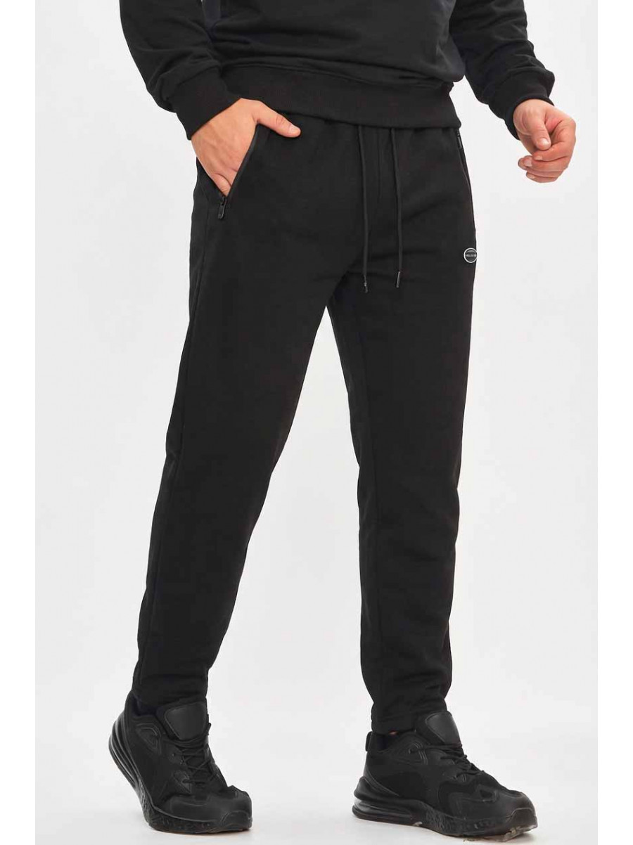 Спортивные штаны мужские на флисе черного цвета А924-13 209576C