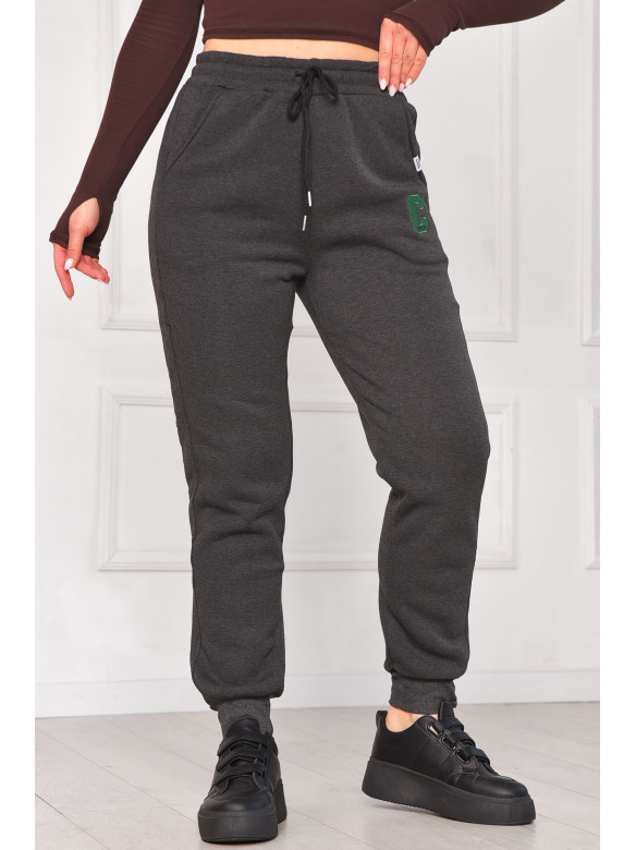 Спортивні штани жіночі на флісі темно-сірого кольору 9995 209577C