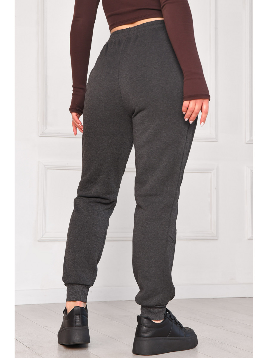 Спортивні штани жіночі на флісі темно-сірого кольору 9995 209577C