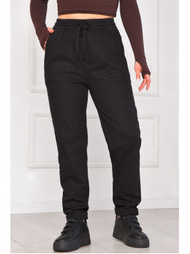 Спортивні жіночі штани на флісі чорного кольору 209579C