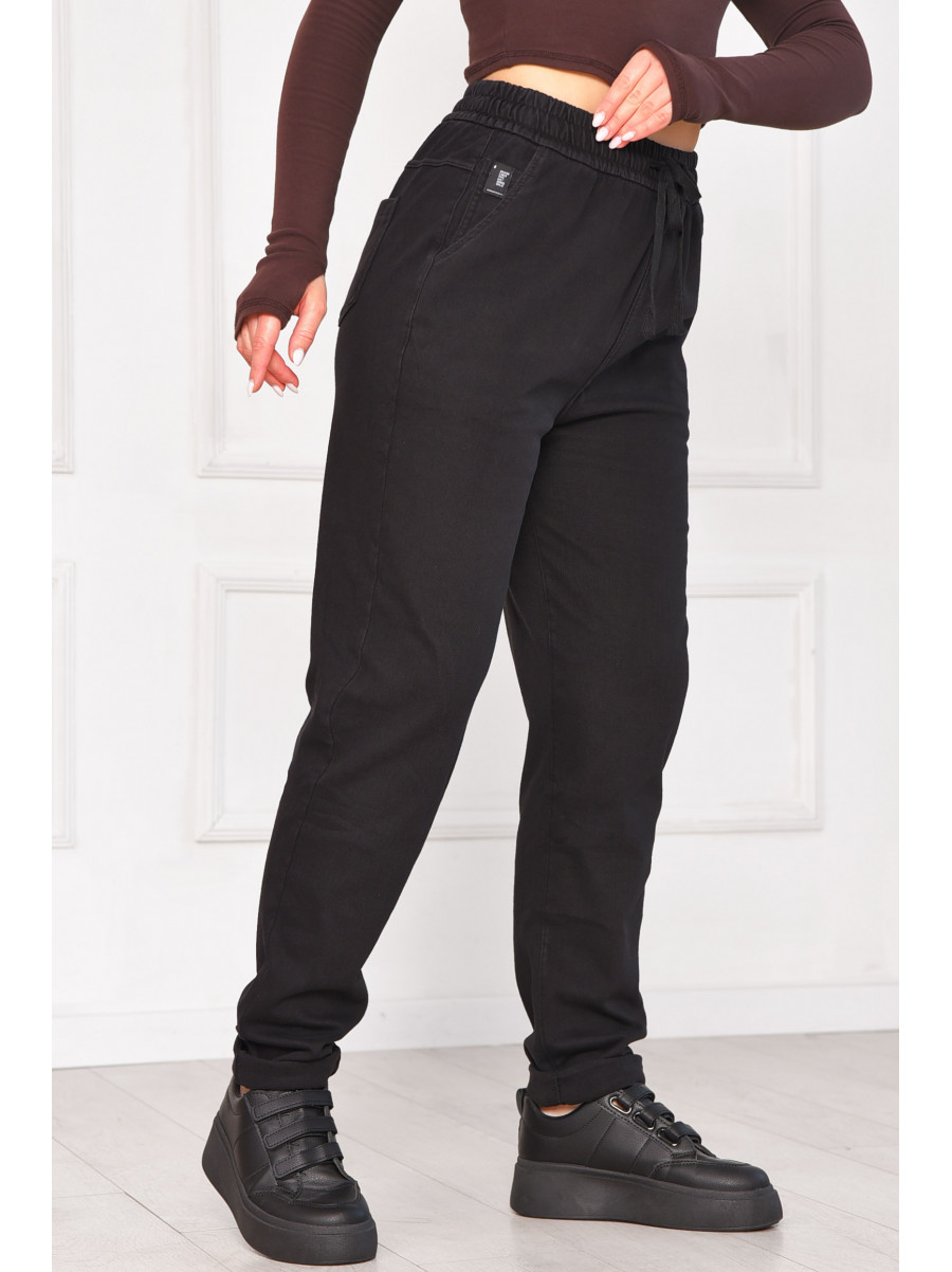 Спортивні жіночі штани на флісі чорного кольору 209579C