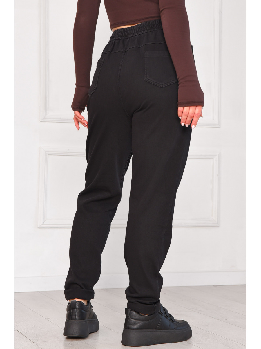 Спортивні жіночі штани на флісі чорного кольору 209579C