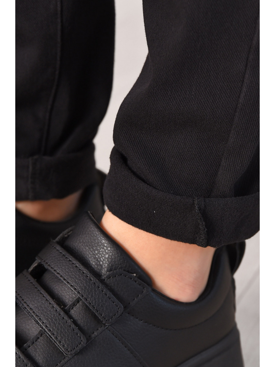 Спортивні жіночі штани на флісі чорного кольору 209579C