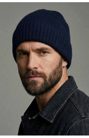 Шапка мужская на флисе темно-синего цвета 209581C