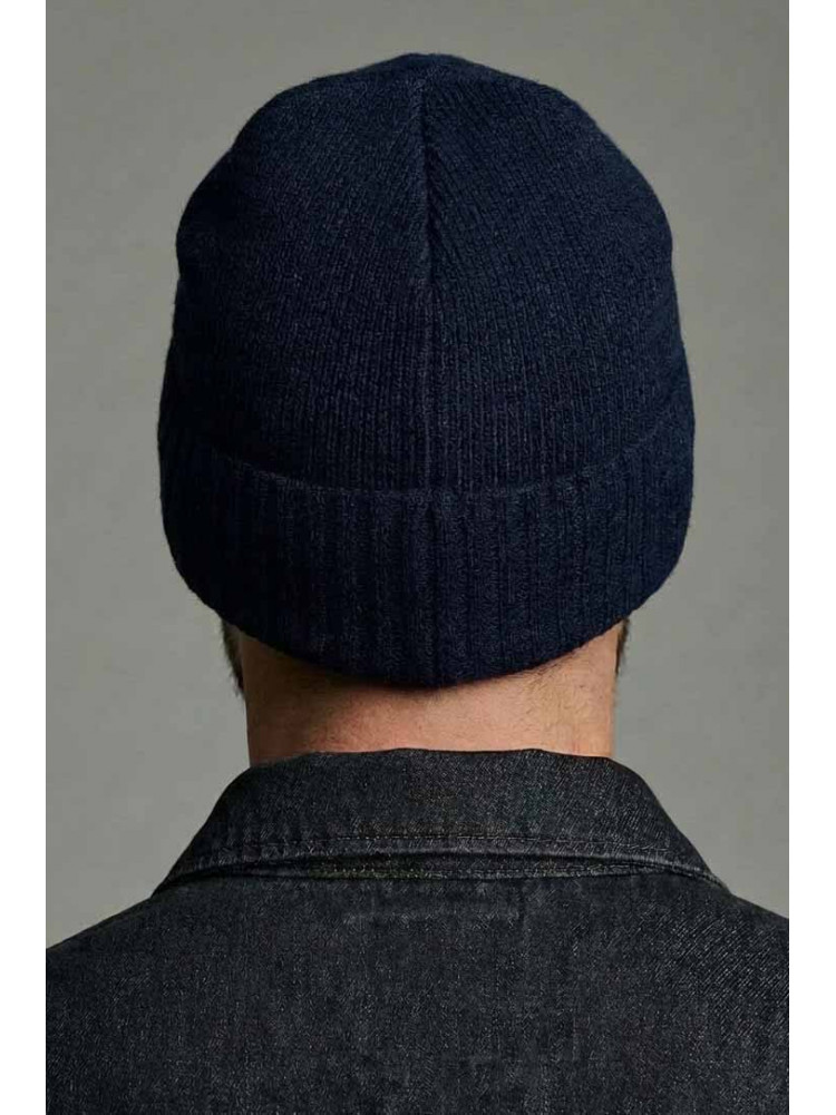 Шапка мужская на флисе темно-синего цвета 209581C
