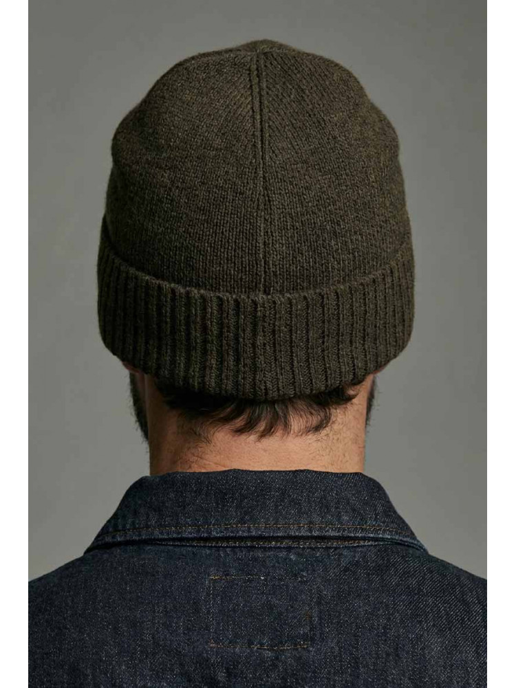 Шапка мужская однотонная на флисе цвета хаки 209582C