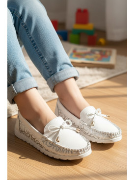 Мокасины детские для девочки белого цвета 1736-1 209587C