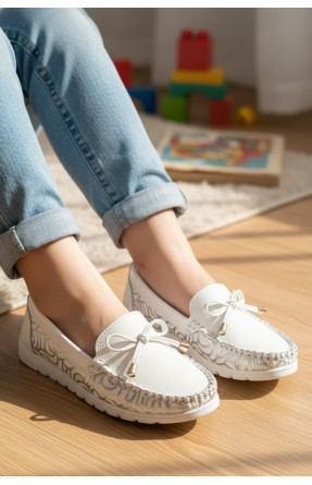 Мокасины детские для девочки белого цвета 1736-1 209587C