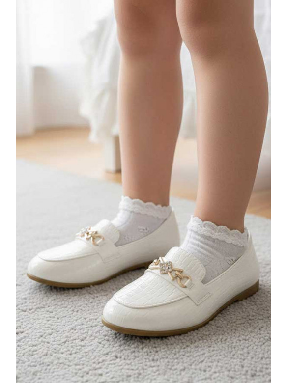 Балетки для дівчинки білого кольору 205-1 209590C
