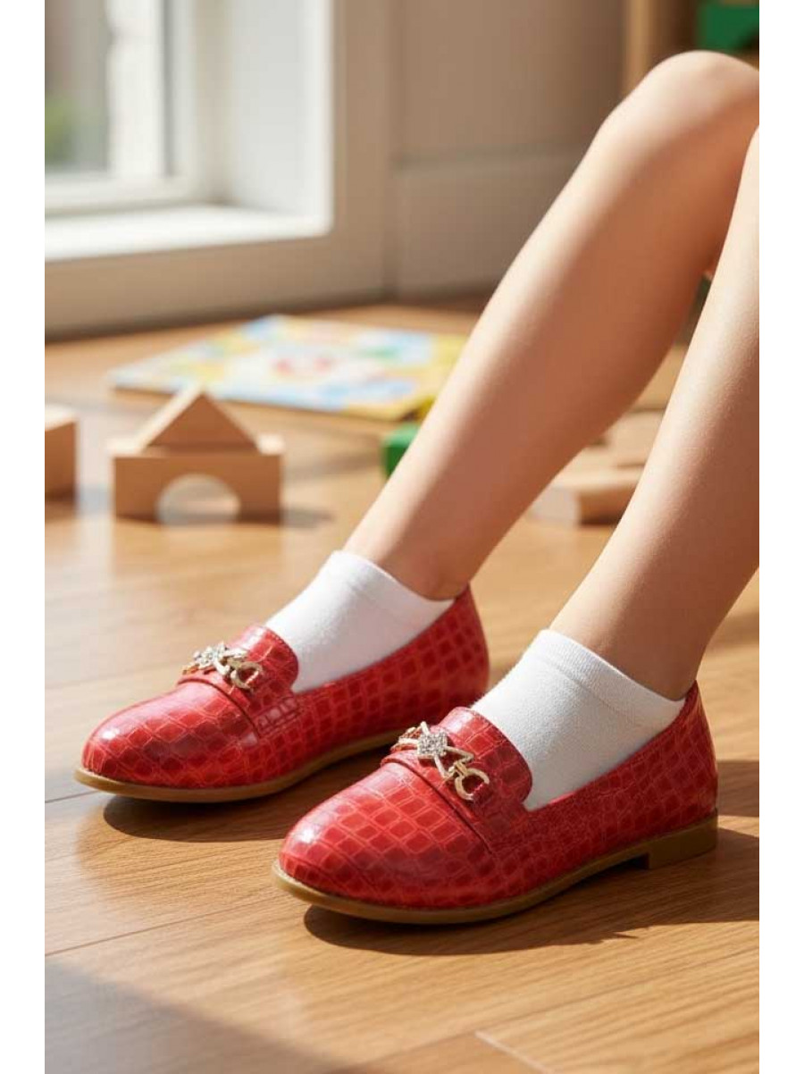 Балетки для девочки красного цвета 205-16 209591C
