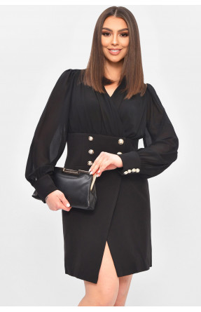 Сукня-піджак жіноча однотонна чорного кольору 209594C