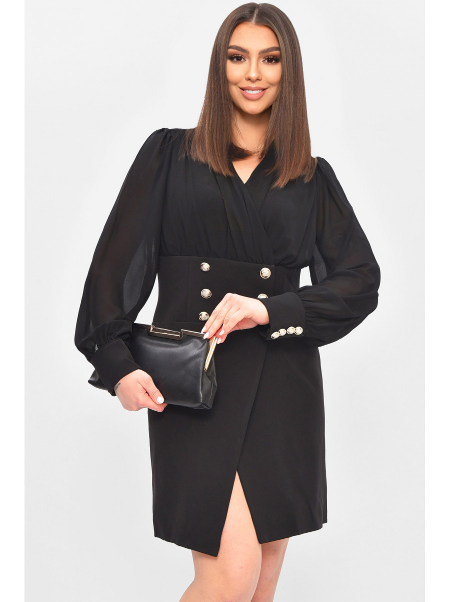 Сукня-піджак жіноча однотонна чорного кольору 209594C