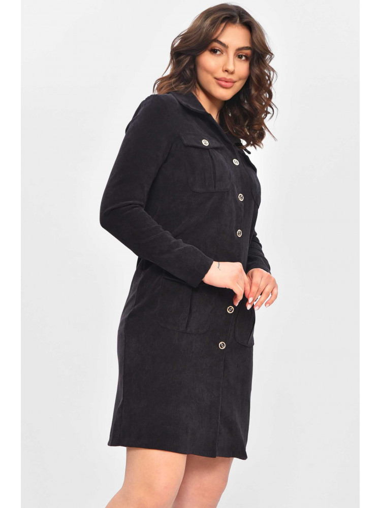 Платье женское вельветовое черного цвета 209596C