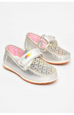 Мокасины детские для девочки серебристого цвета 18307-21 209597C