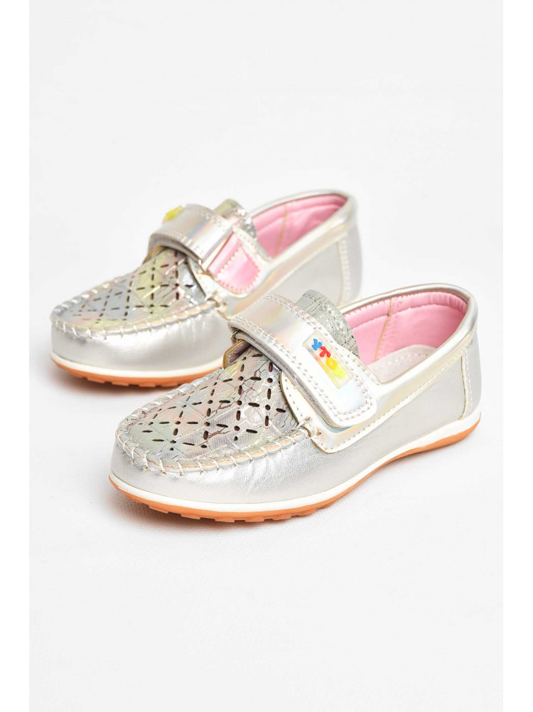 Мокасины детские для девочки серебристого цвета 18307-21 209597C