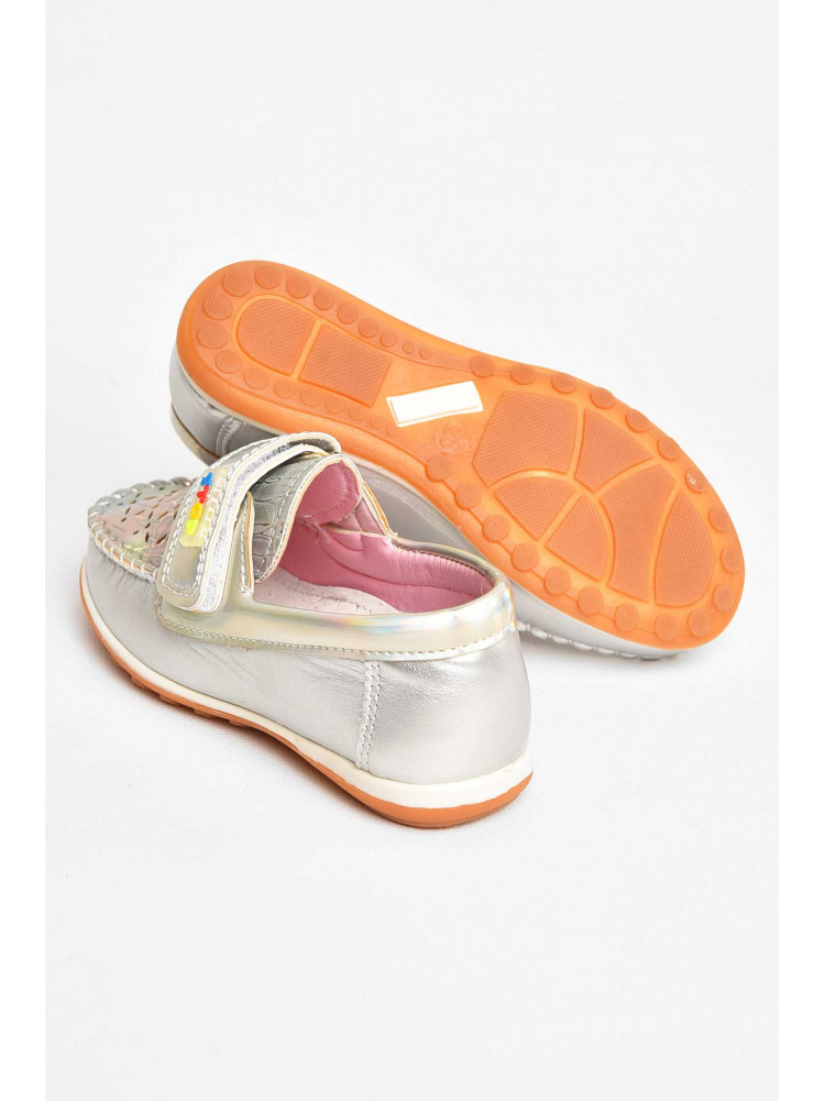 Мокасины детские для девочки серебристого цвета 18307-21 209597C