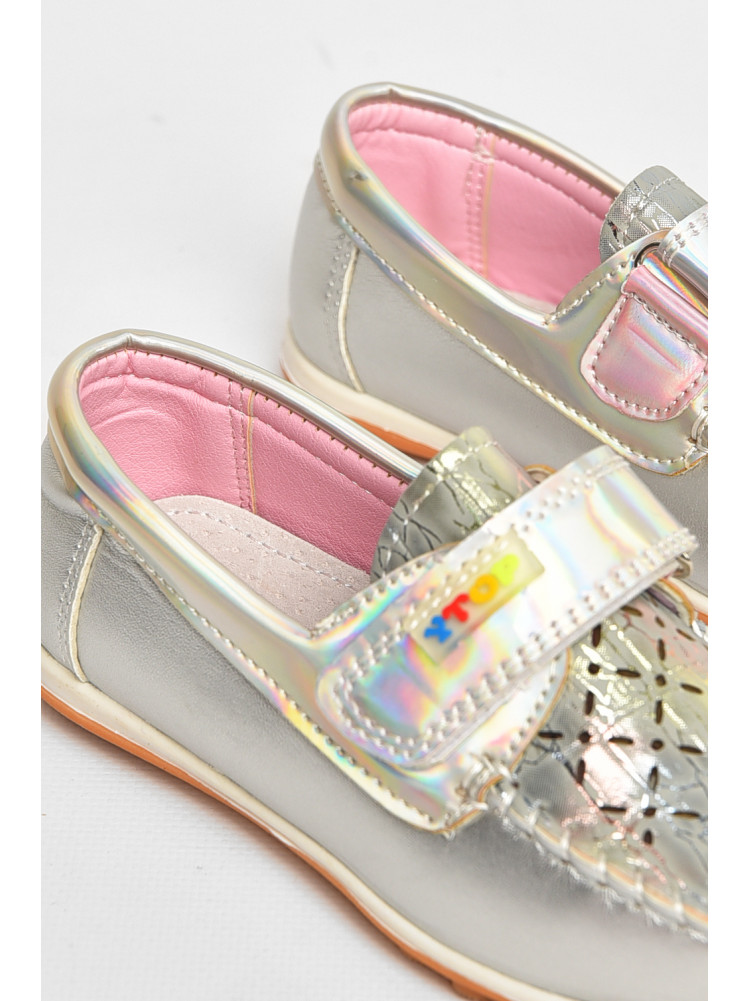 Мокасины детские для девочки серебристого цвета 18307-21 209597C