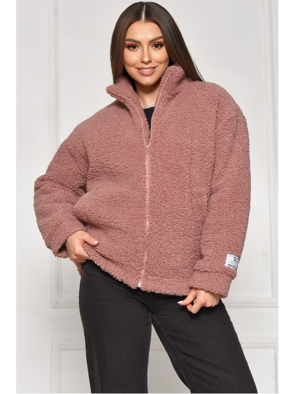 Куртка жіноча тедді демісезонна рожевого кольору 129 209599C
