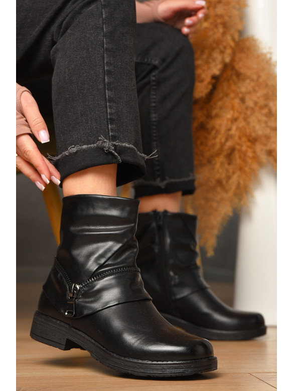 Ботинки женские демисезонные черного цвета на флисе 2042 209600C