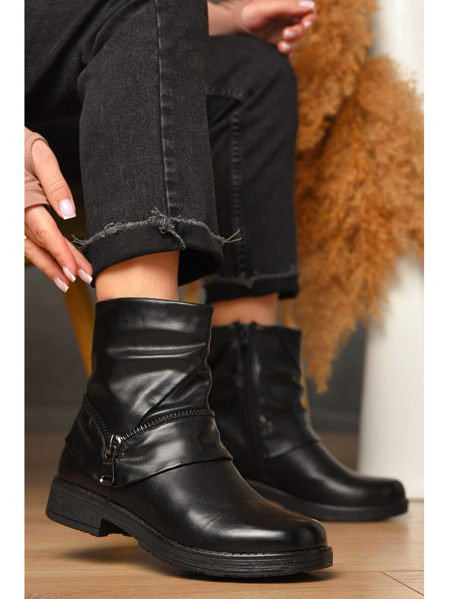 Ботинки женские демисезонные черного цвета на флисе 2042 209600C