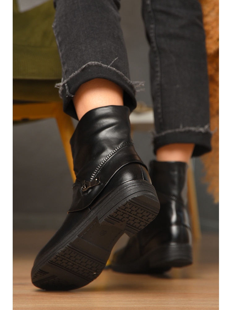 Ботинки женские демисезонные черного цвета на флисе 2042 209600C