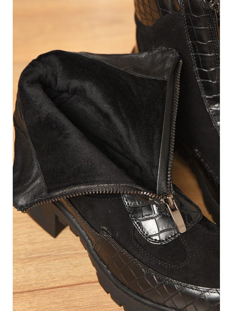 Ботинки женские демисезонные черного цвета на флисе 2038-1 209602C