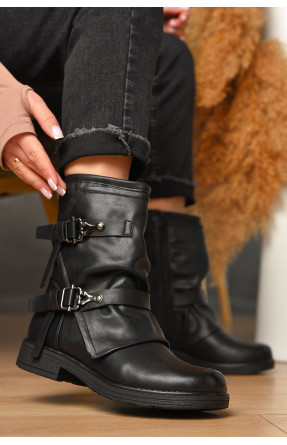 Ботинки женские демисезонные черного цвета на флисе 2049 209603C