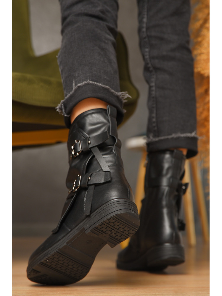 Ботинки женские демисезонные черного цвета на флисе 2049 209603C