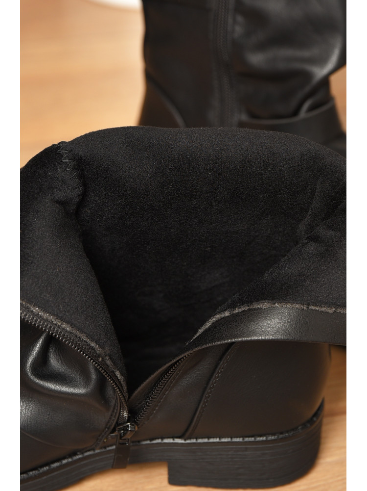 Ботинки женские демисезонные черного цвета на флисе 2049 209603C