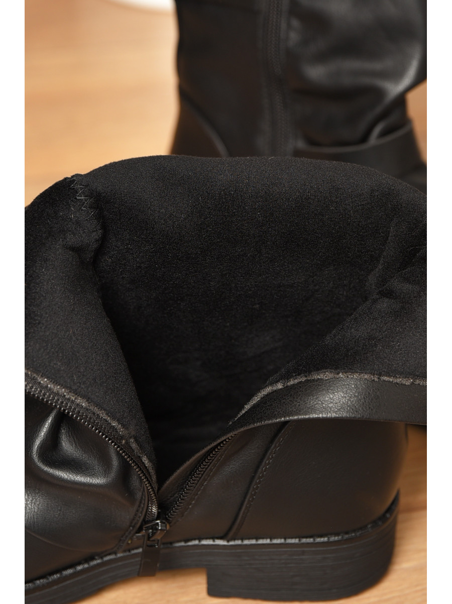Ботинки женские демисезонные черного цвета на флисе 2049 209603C